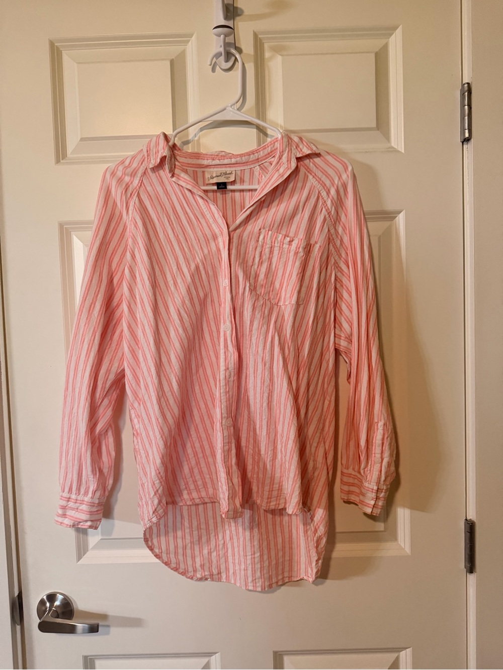 Universal Thread Pink and White Striped Button-Down Shirt